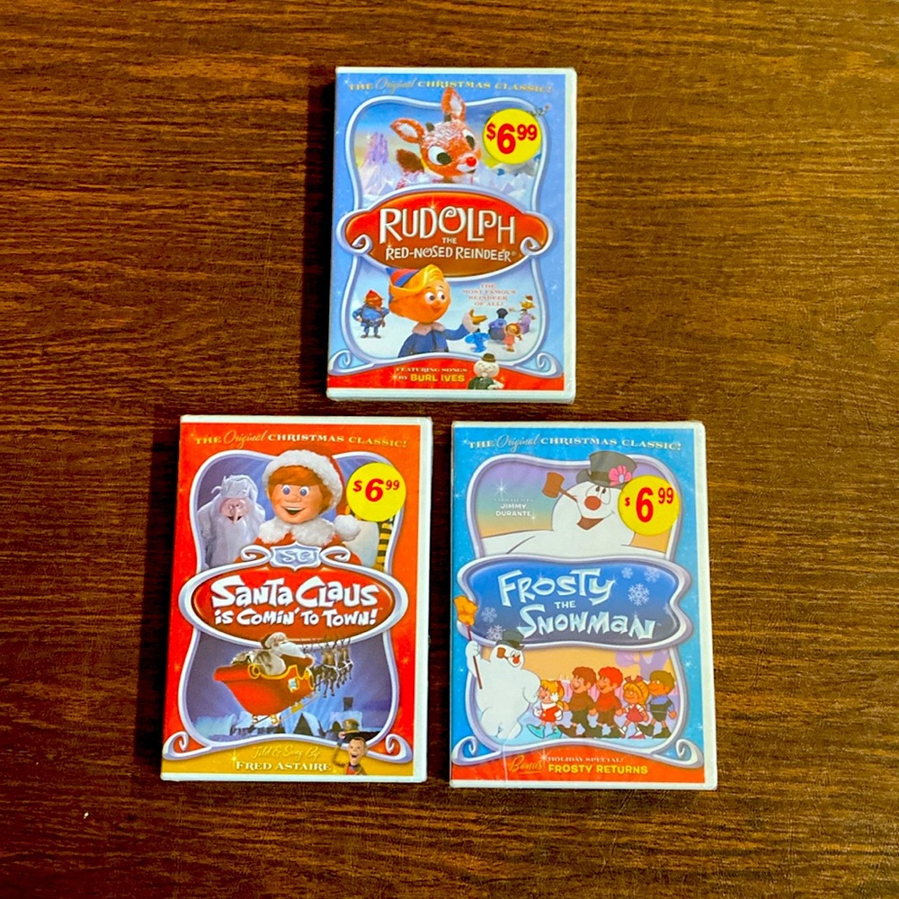 DVD’s Rudolph,Frosty and Santa Claus is Coming to Town. New.